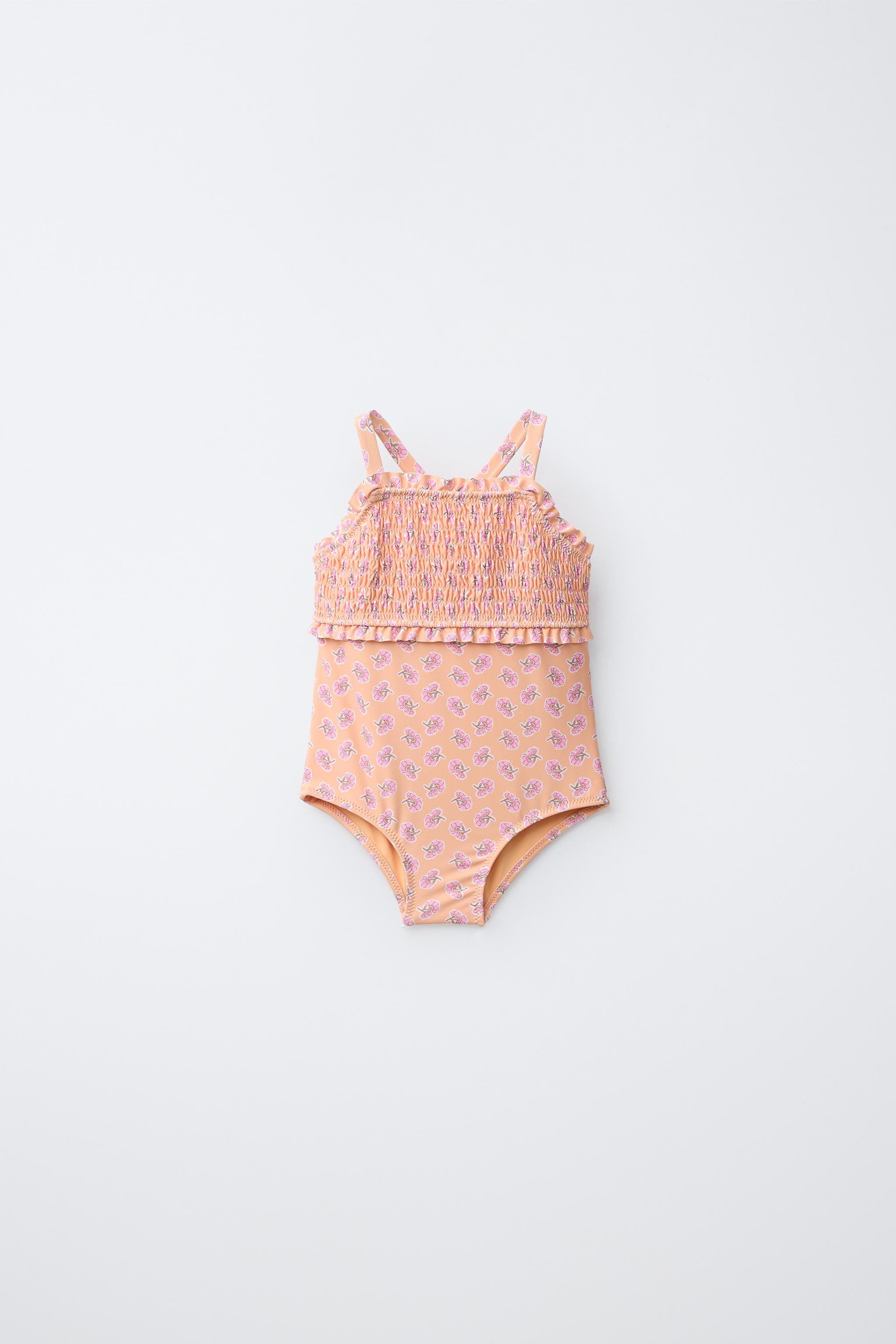 1-6 ANS/ MAILLOT DE BAIN NID D'ABEILLE À FLEURS